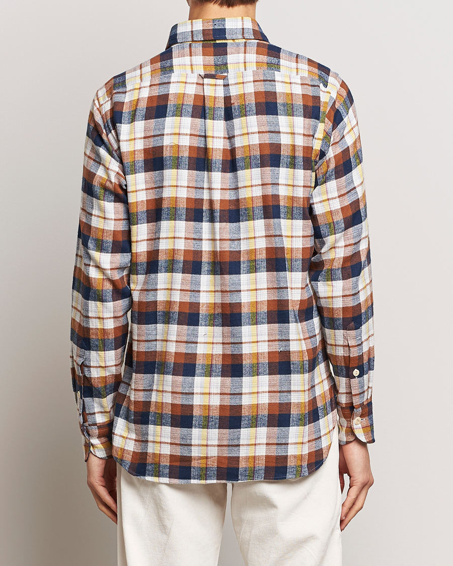 Herre | Skjorter | Drake's | Brushed Madras Checked Work Shirt Brown
