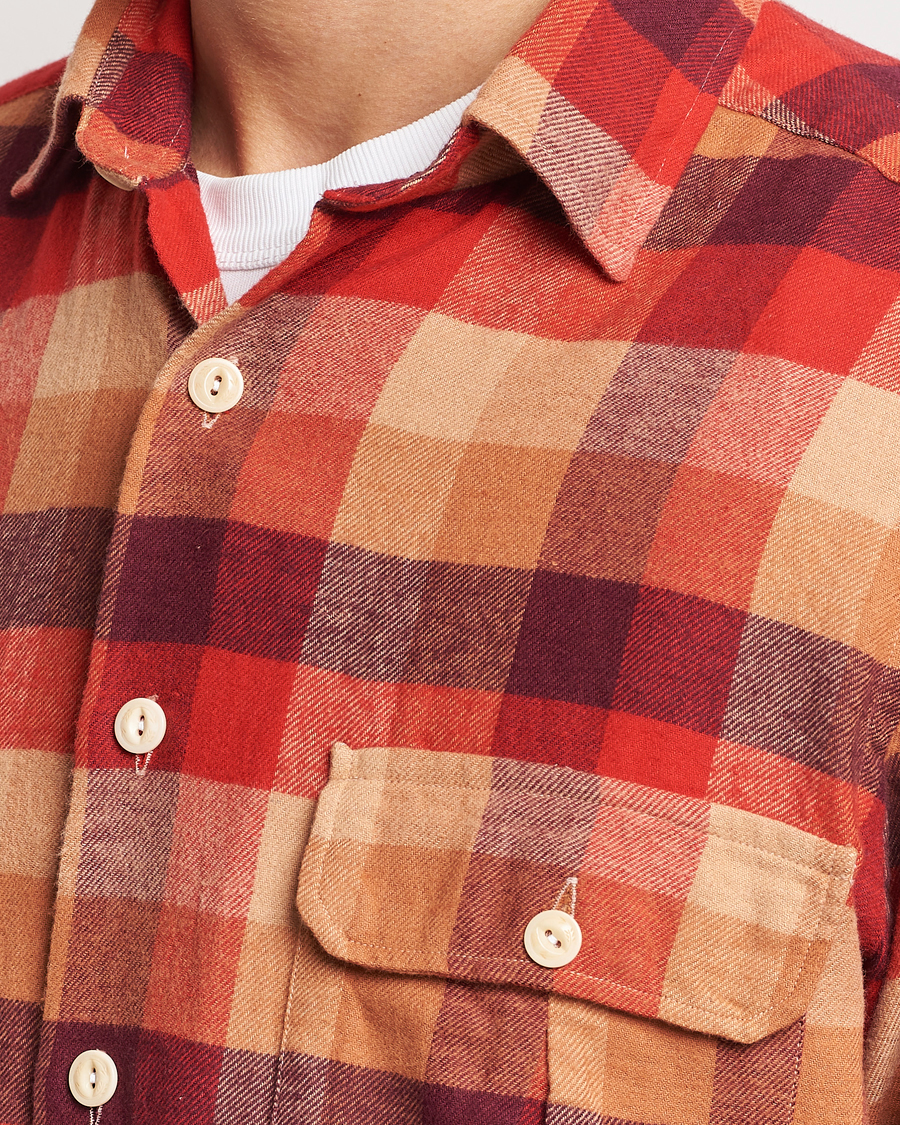 Herre | Skjorter | Drake's | Brushed Madras Checked Work Shirt Red