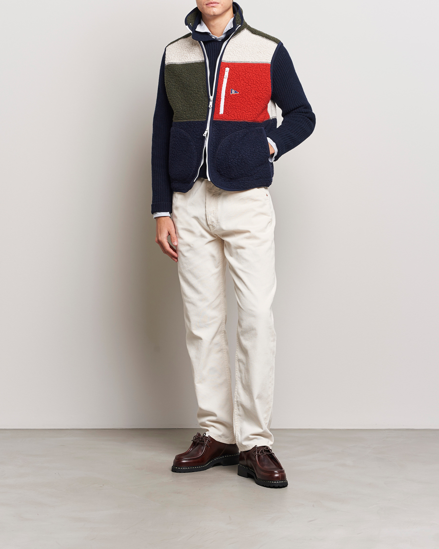 Herre | Vester | Drake's | Colourblock Boucle Zip Fleece Vest Multi