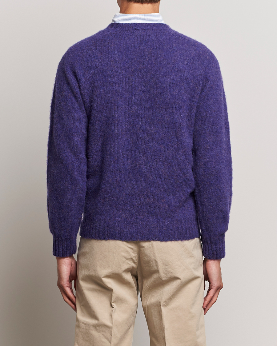 Herre | Gensere | Drake's | Brushed Shetland Crew Purple