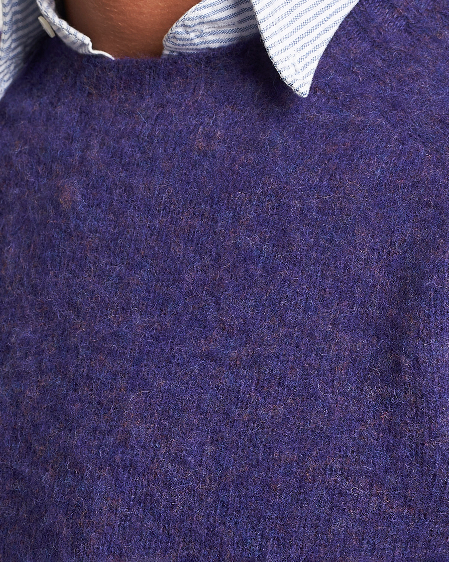 Herre | Gensere | Drake's | Brushed Shetland Crew Purple