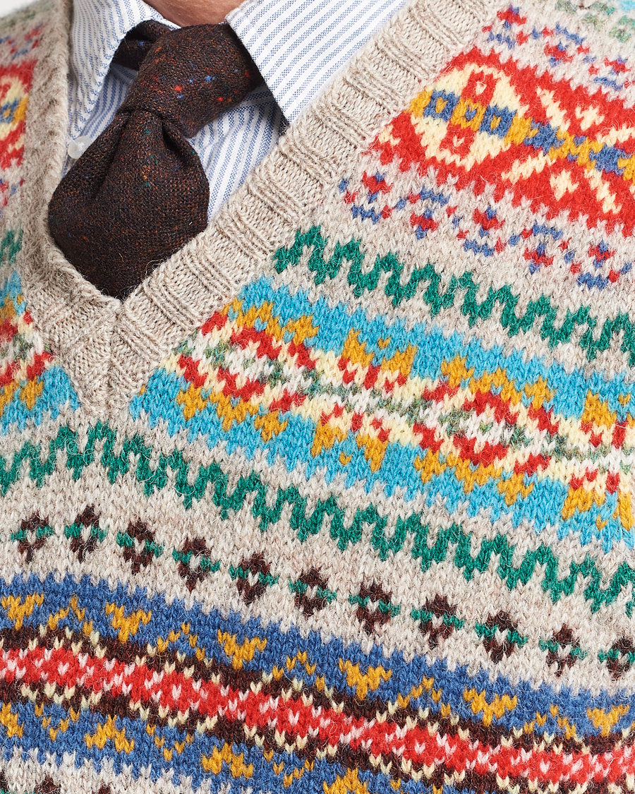 Herre | Gensere | Drake's | Fairisle Print Wool Vest Multi