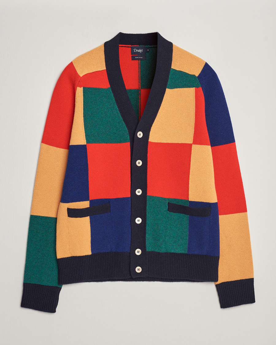 Herre | Gensere | Drake's | Patchwork Cardigan Multi