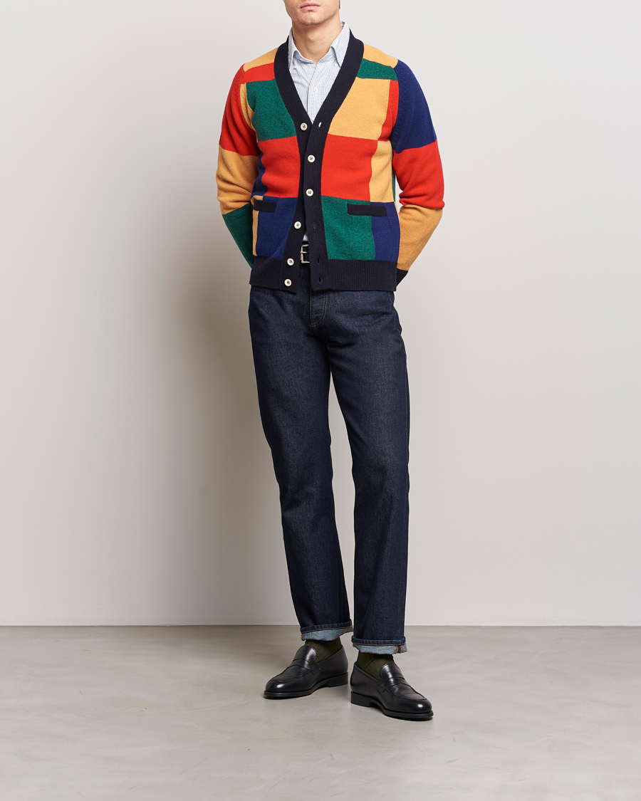 Herre | Gensere | Drake's | Patchwork Cardigan Multi