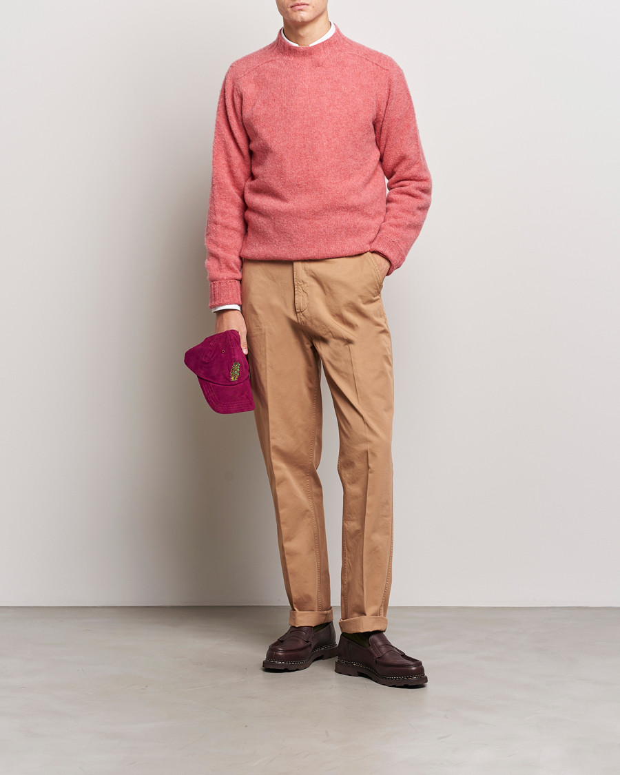 Herre | Gensere | Drake's | Brushed Shetland Mock Neck Jumper Pink