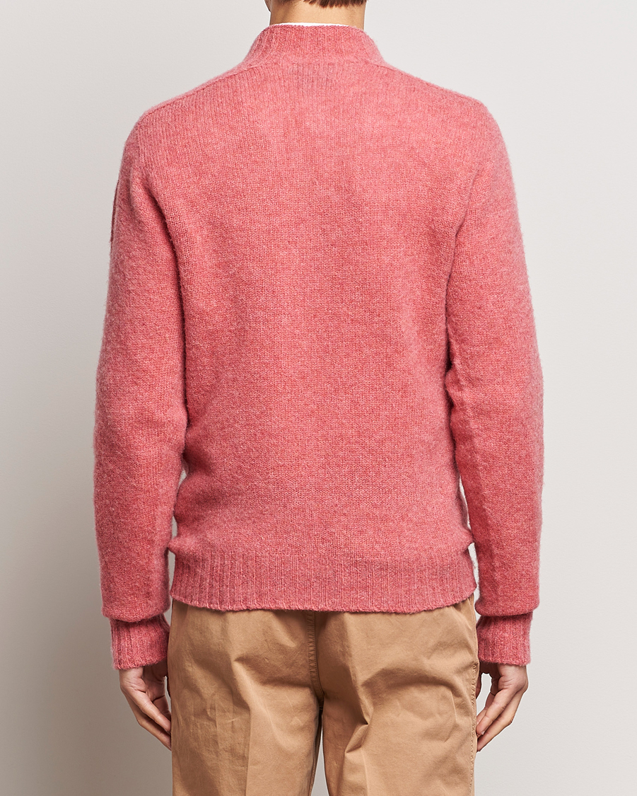 Herre | Gensere | Drake's | Brushed Shetland Mock Neck Jumper Pink
