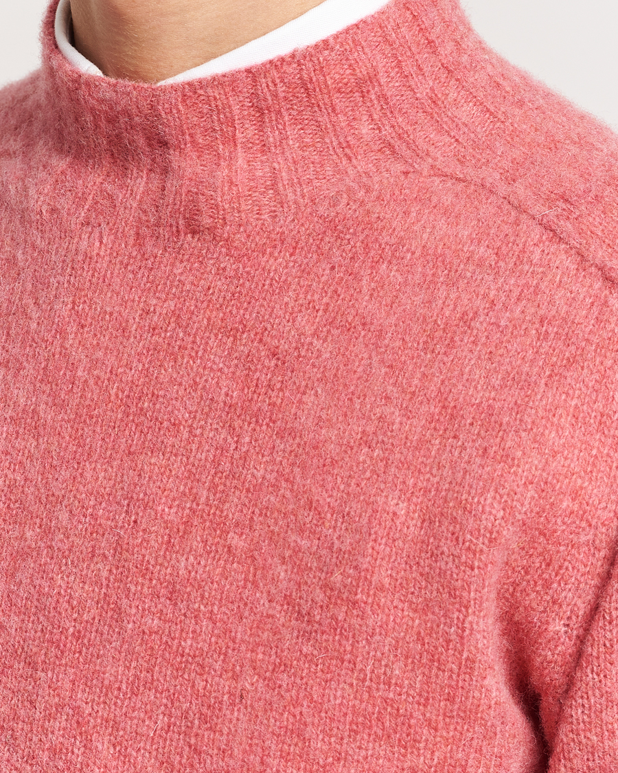 Herre | Gensere | Drake's | Brushed Shetland Mock Neck Jumper Pink