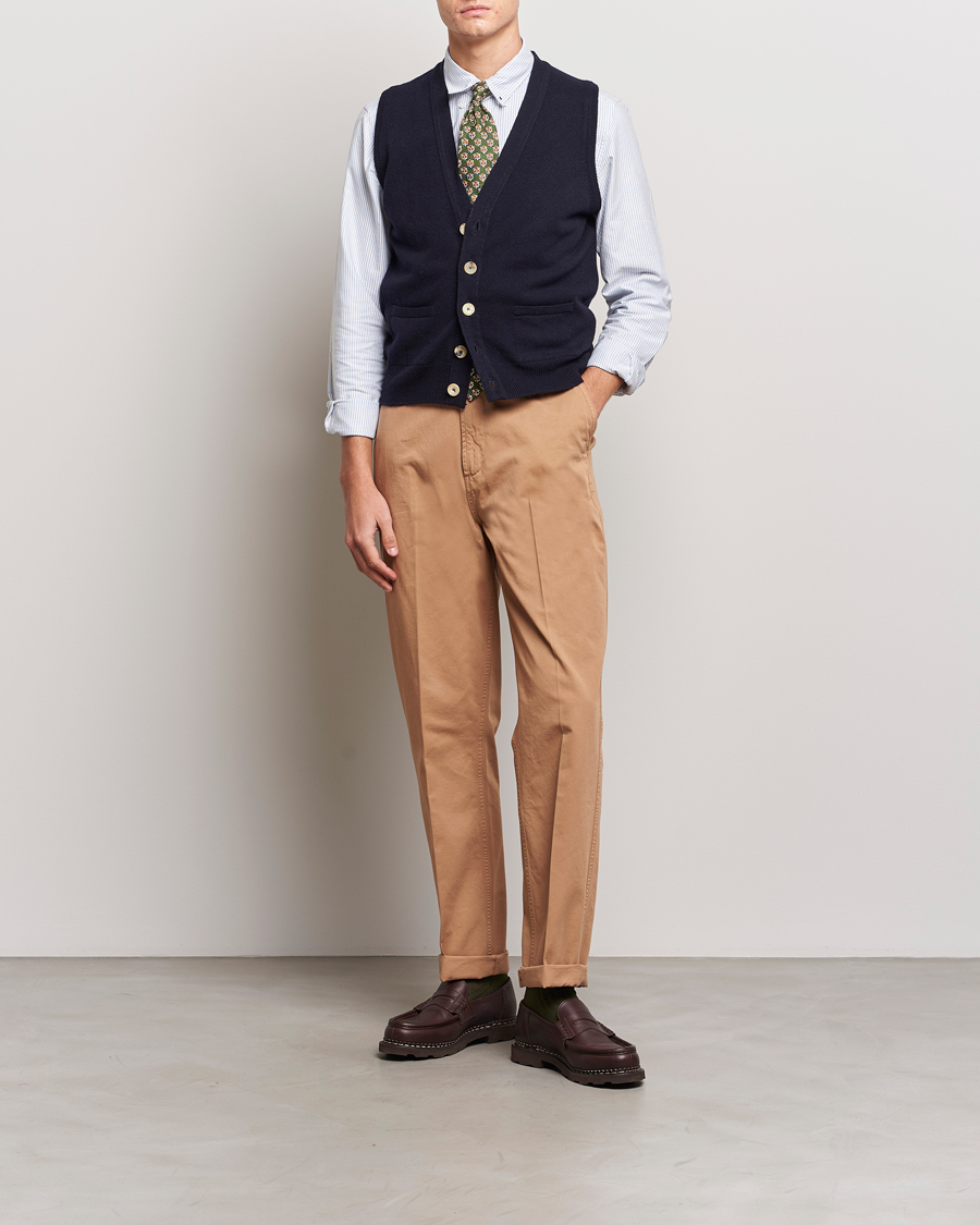 Herre | Gensere | Drake's | Lambswool Vest Cardigan Navy