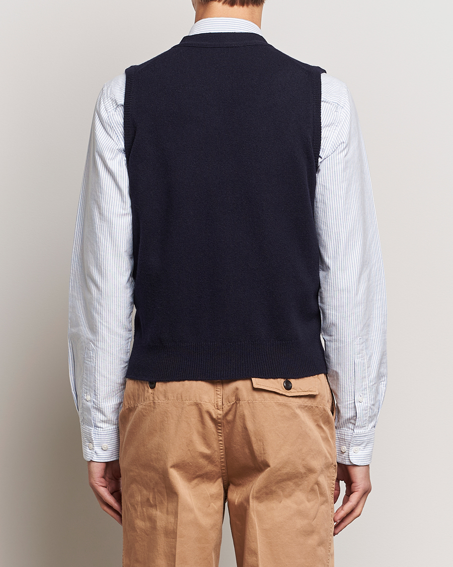 Herre | Gensere | Drake's | Lambswool Vest Cardigan Navy