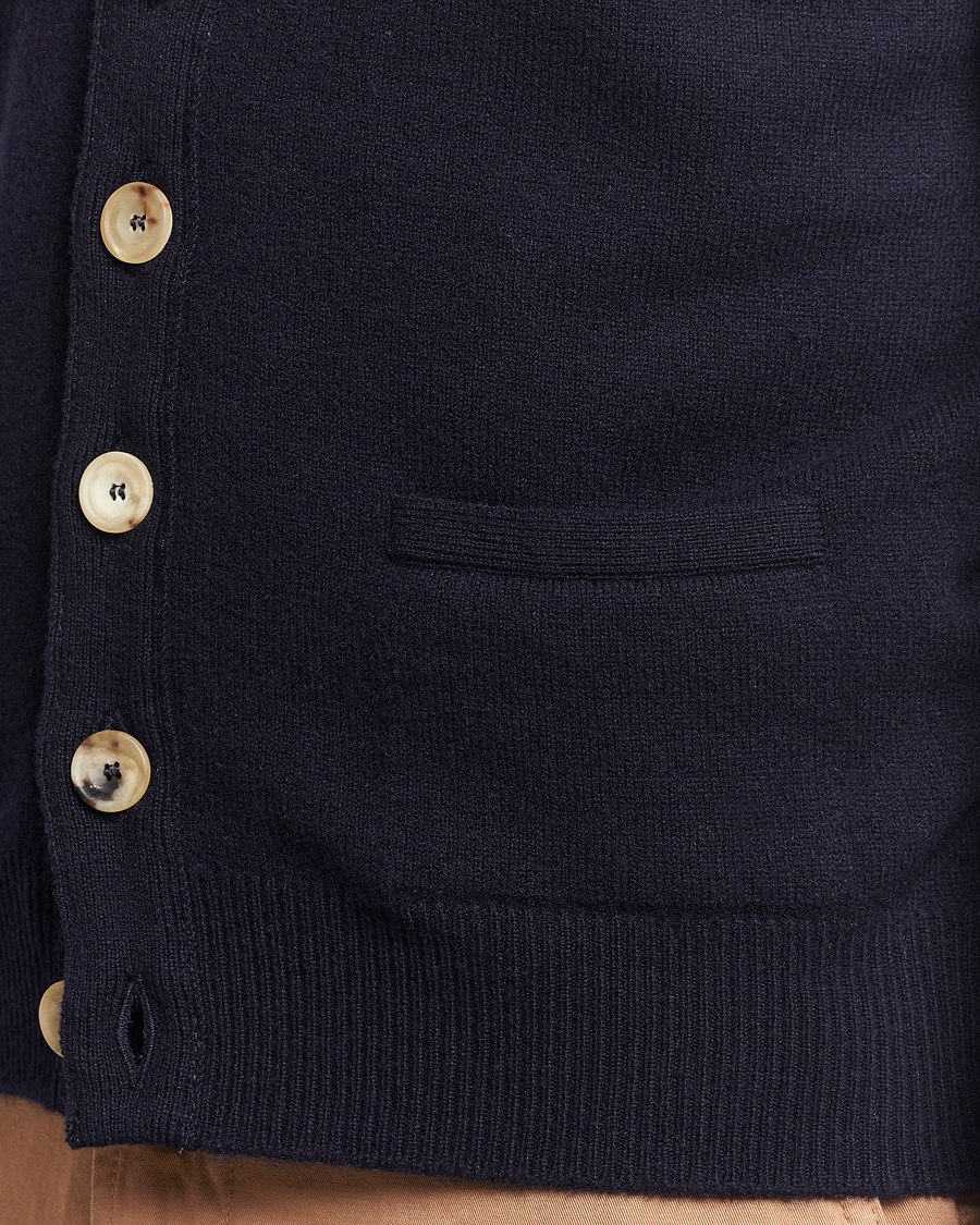 Herre | Gensere | Drake's | Lambswool Vest Cardigan Navy
