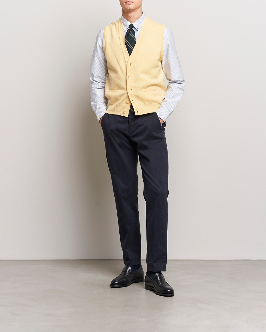 Herre | Gensere | Drake's | Lambswool Vest Cardigan Yellow