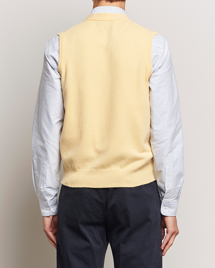 Herre | Gensere | Drake's | Lambswool Vest Cardigan Yellow