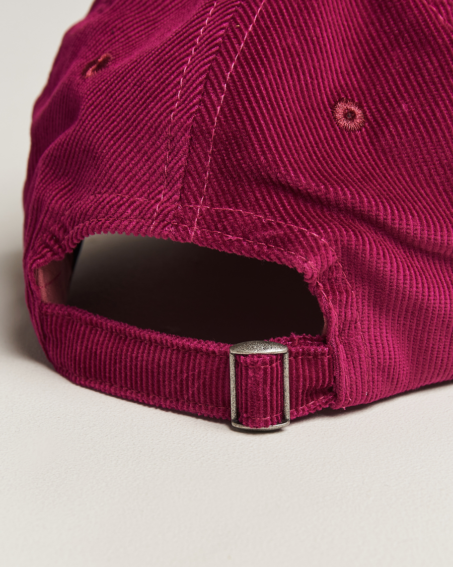 Herre | Drake's Flowers Logo Cord Baseball Cap Burgundy | Drake's | Flowers Logo Cord Baseball Cap Burgundy