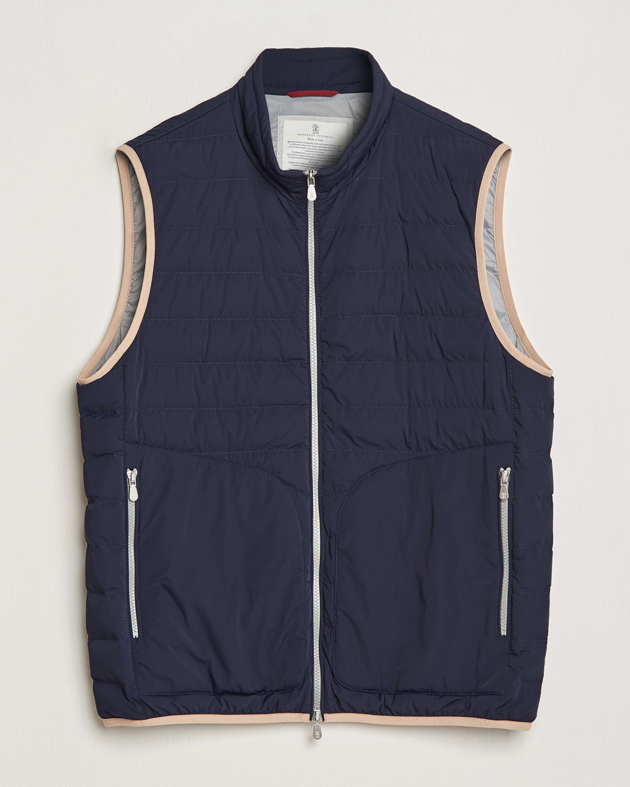 Herre | | Brunello Cucinelli | Nylon Down Vest Navy
