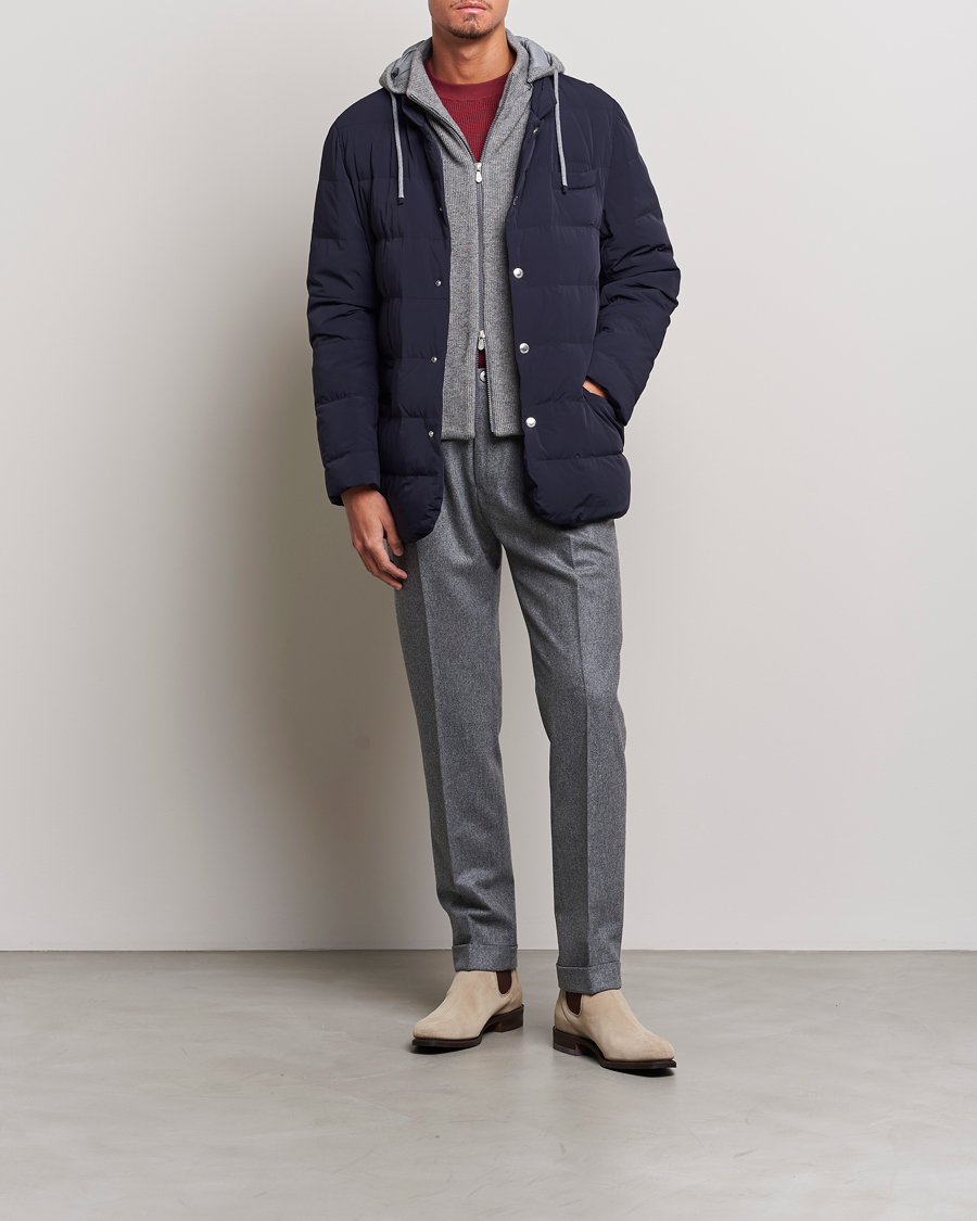 Herre | Jakker | Brunello Cucinelli | Nylon Down Blazer Jacket Navy