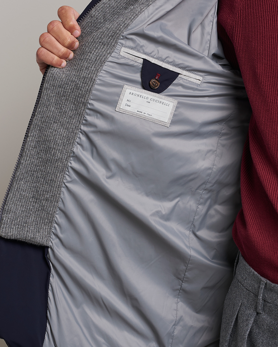 Herre | Jakker | Brunello Cucinelli | Nylon Down Blazer Jacket Navy
