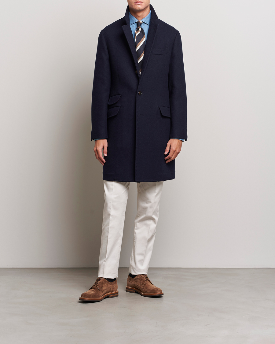 Herre | Jakker | Brunello Cucinelli | Wool/Cashmere Single Breasted Coat Navy