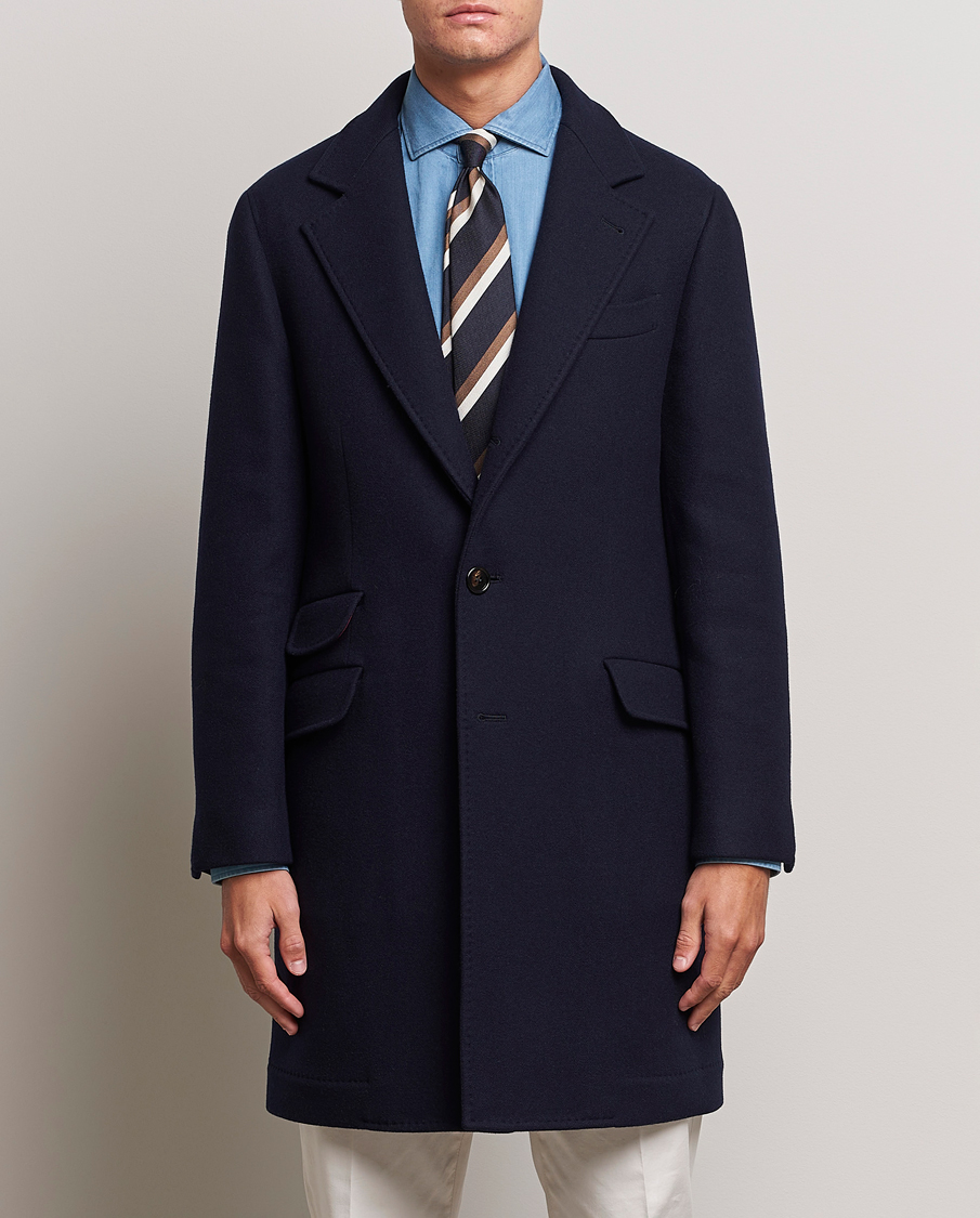 Herre | Jakker | Brunello Cucinelli | Wool/Cashmere Single Breasted Coat Navy