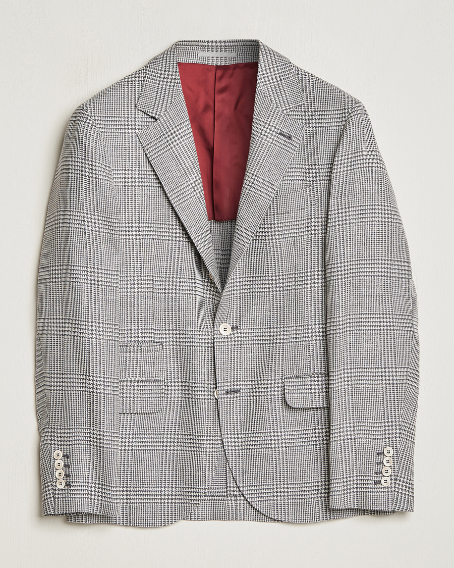 Herre | Dressjakker | Brunello Cucinelli | Prince Of Wales Check Blazer Pearl Grey