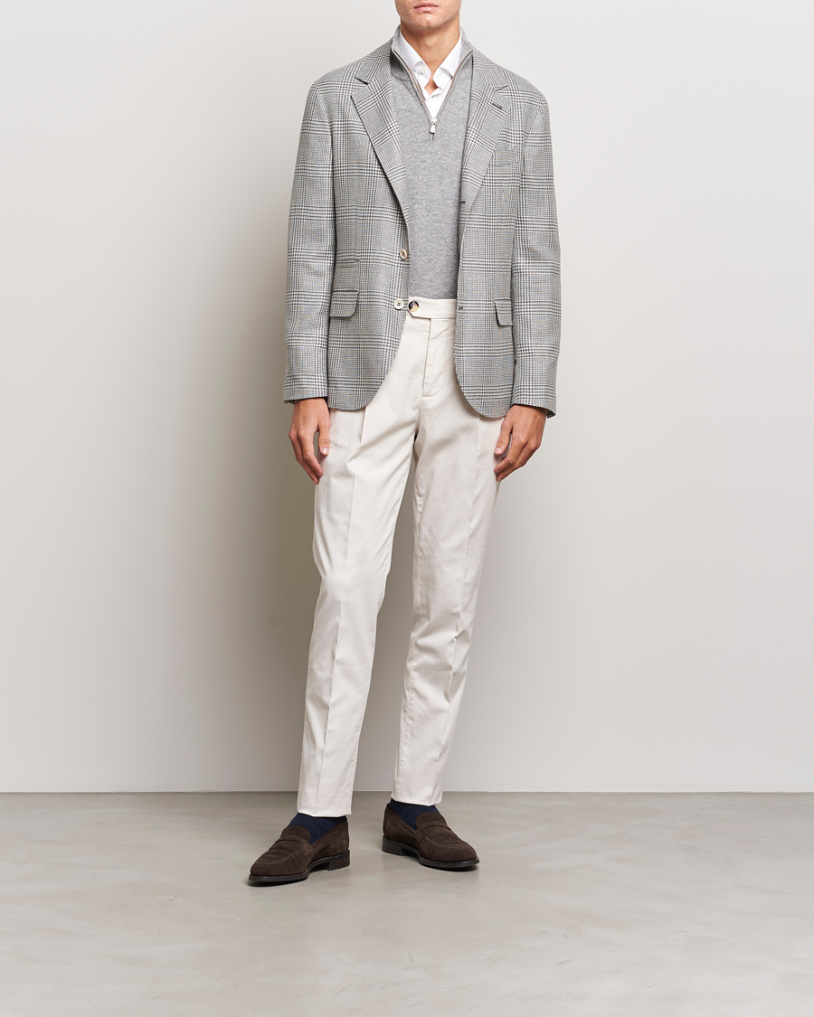 Herre | Dressjakker | Brunello Cucinelli | Prince Of Wales Check Blazer Pearl Grey