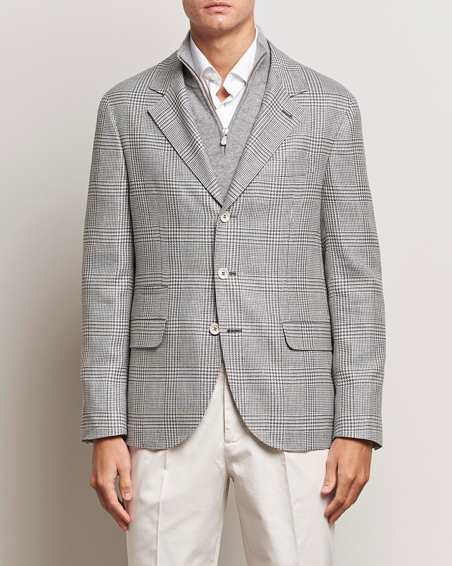Herre | Dressjakker | Brunello Cucinelli | Prince Of Wales Check Blazer Pearl Grey