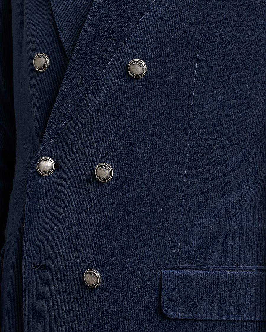 Herre | Dressjakker | Brunello Cucinelli | Double Breasted Corduroy Blazer Royal Blue