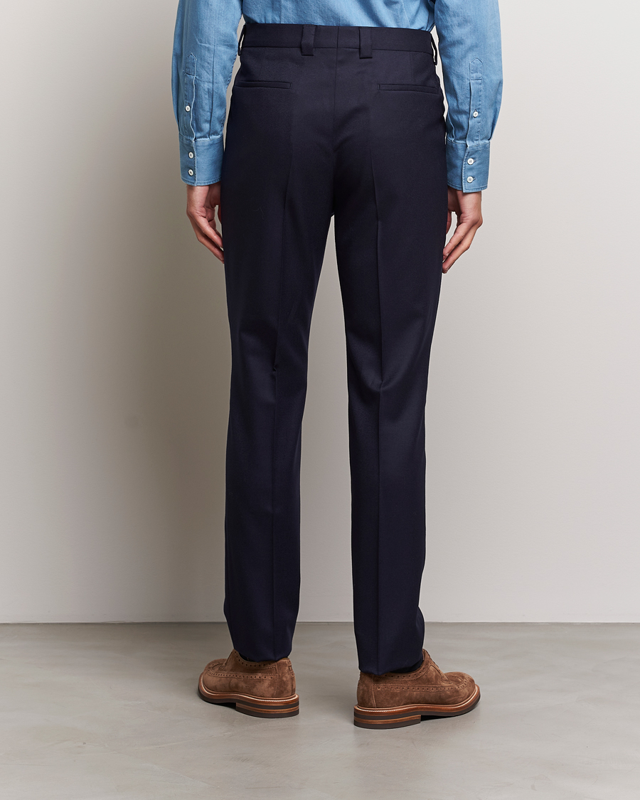 Herre | Bukser | Brunello Cucinelli | Slim Fit Pleated Flannel Trousers Navy