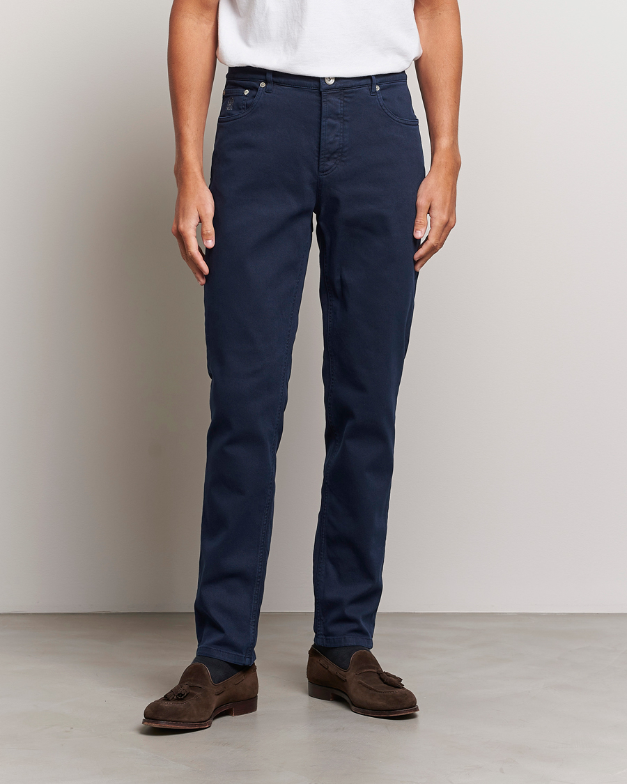Herre |  | Brunello Cucinelli | Traditional Fit 5-Pocket Pants Navy