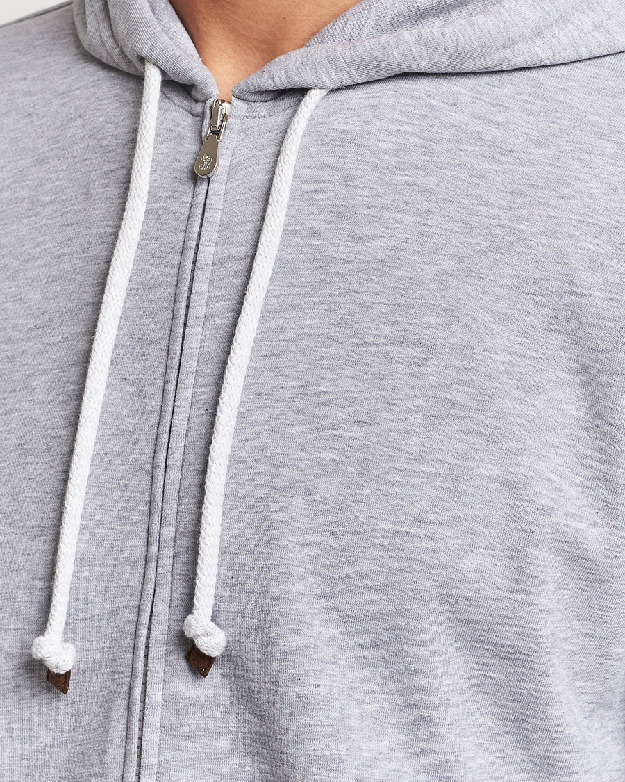 Herre | Gensere | Brunello Cucinelli | Full Zip Hooded Sweater Grey Melange