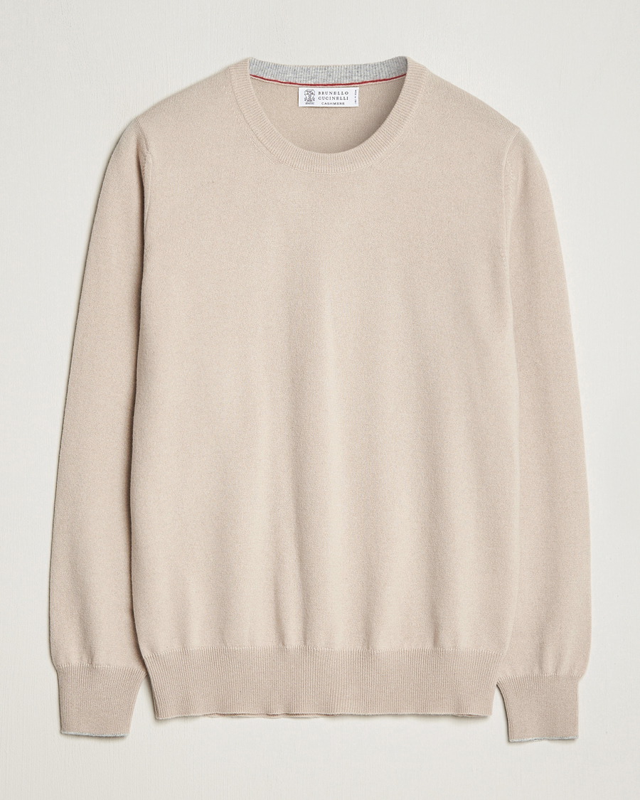 Herre | Gensere | Brunello Cucinelli | 2 Ply Cashmere Pullover Beige