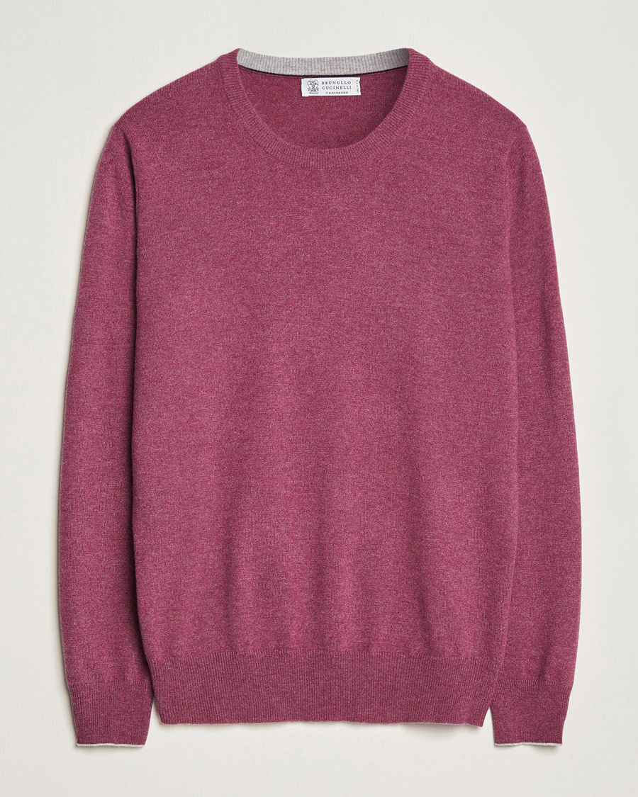 Herre | Gensere | Brunello Cucinelli | 2 Ply Cashmere Pullover Burgundy