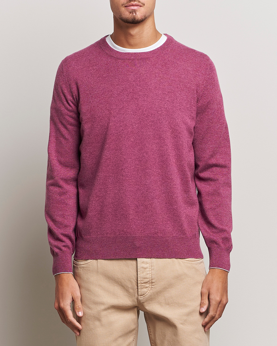 Herre | Gensere | Brunello Cucinelli | 2 Ply Cashmere Pullover Burgundy