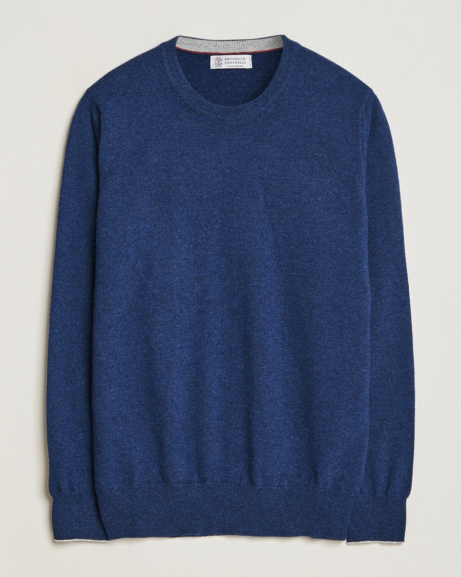 Herre | Gensere | Brunello Cucinelli | 2 Ply Cashmere Pullover Dark Blue