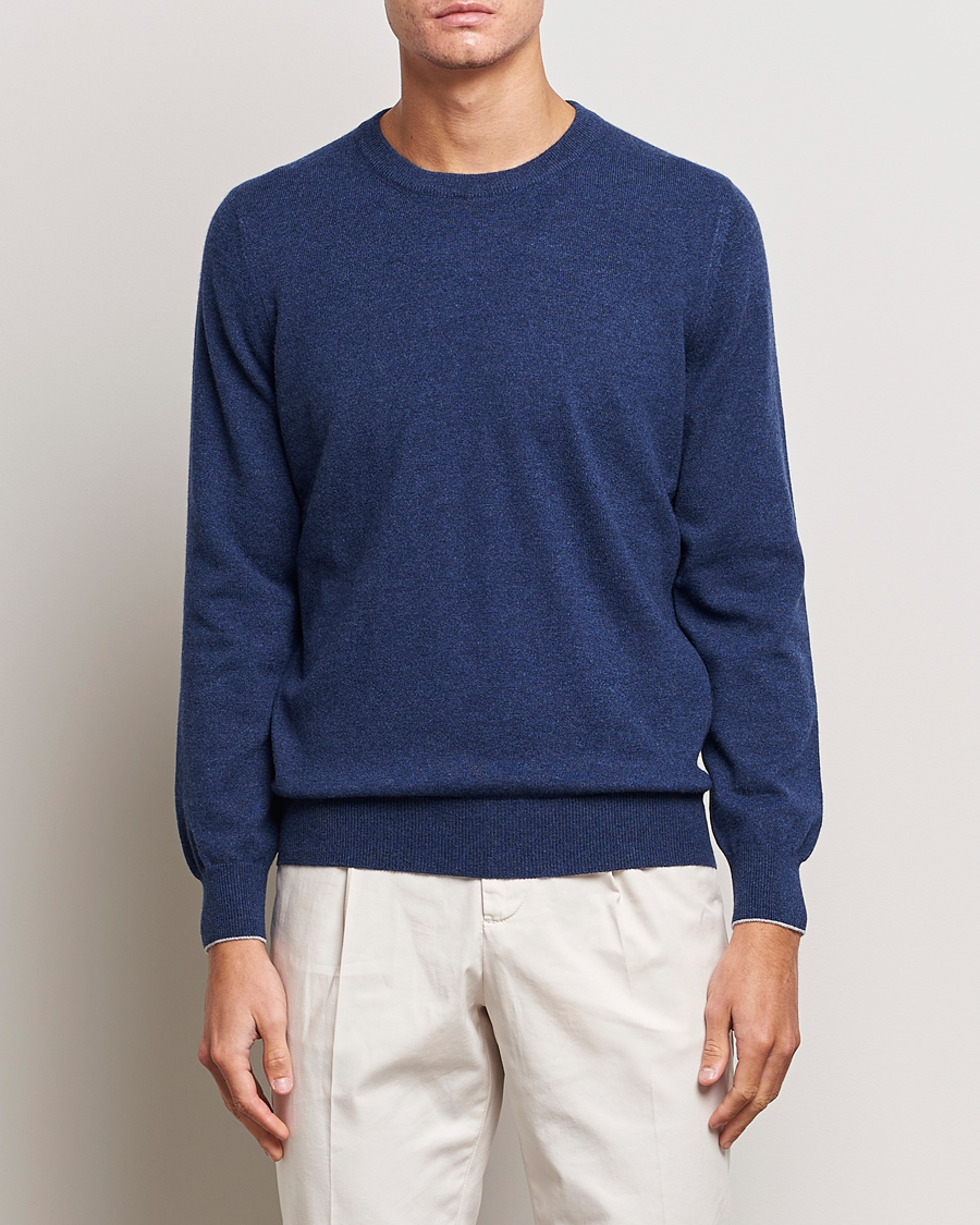 Herre | Gensere | Brunello Cucinelli | 2 Ply Cashmere Pullover Dark Blue