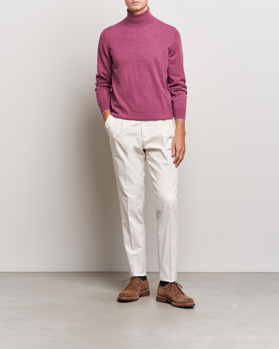 Herre | Gensere | Brunello Cucinelli | 2 Ply Cashmere Rollneck Burgundy