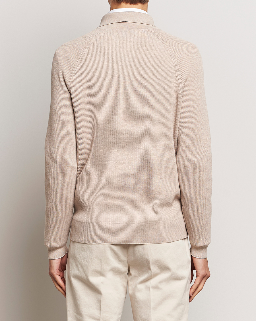 Herre | Gensere | Brunello Cucinelli | Long Sleeve Knitted Polo Light Beige