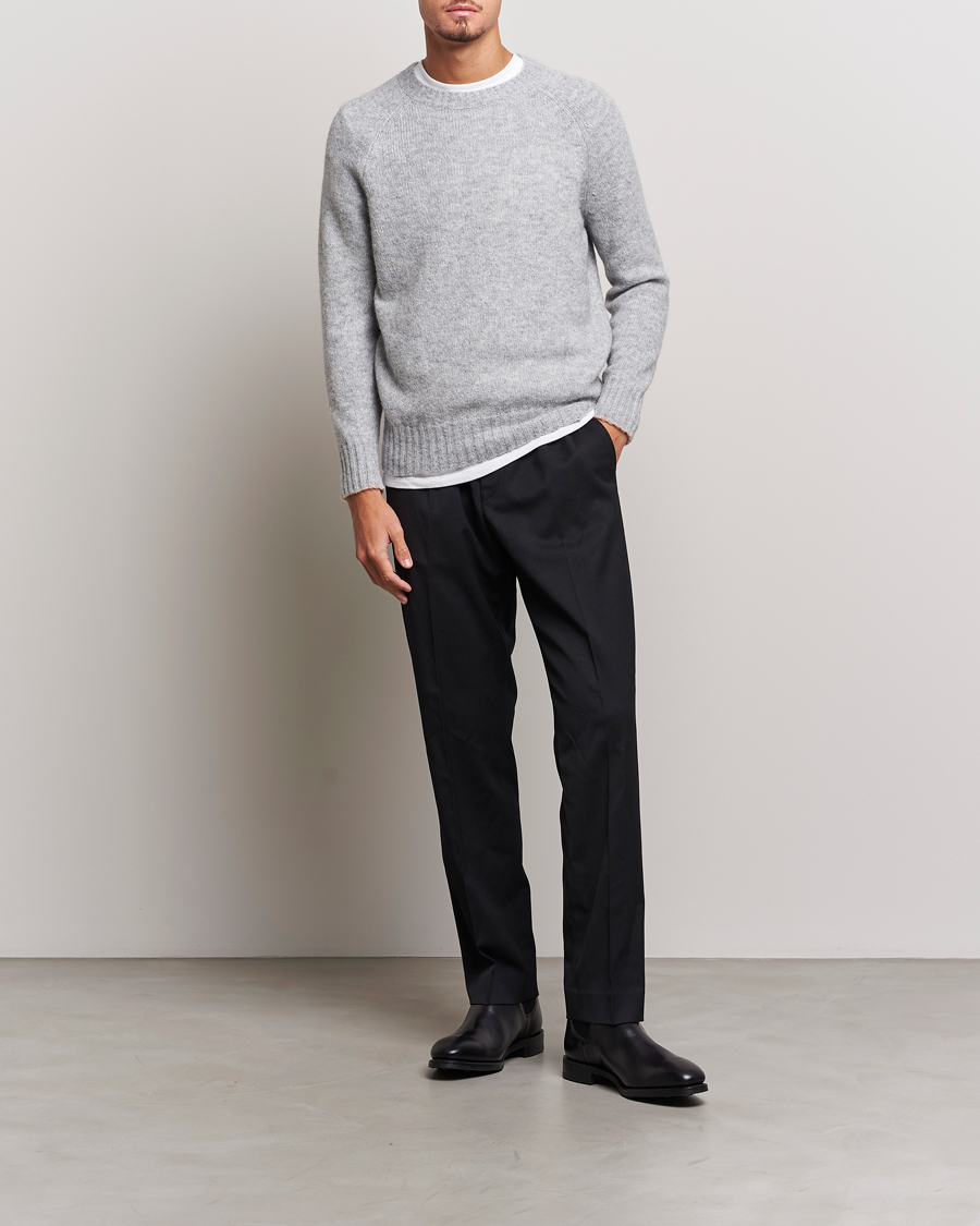 Herre | Gensere | Brunello Cucinelli | Fluffy Crew Neck Sweater Light Grey