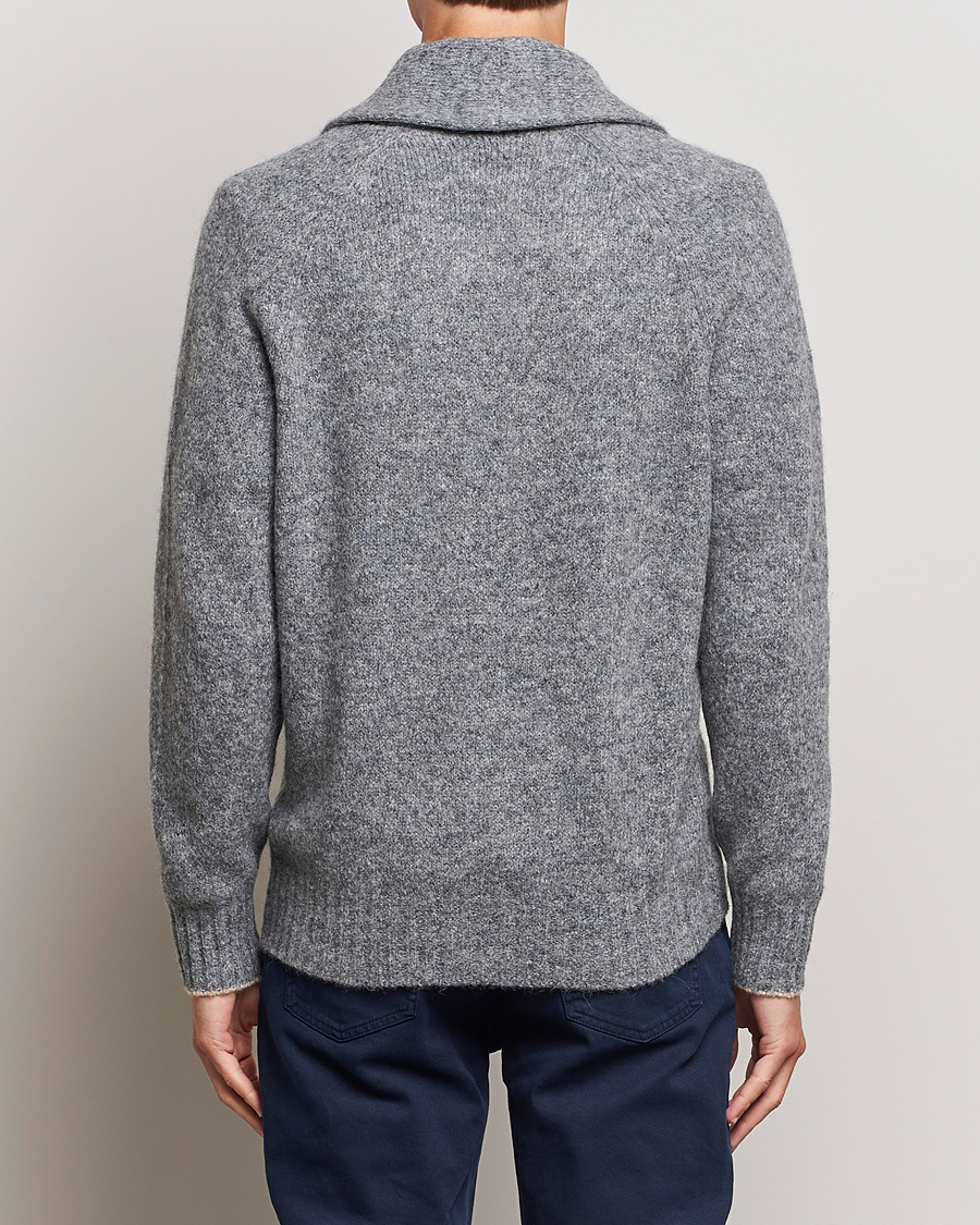 Herre | Gensere | Brunello Cucinelli | Fluffy Shawl Collar Cardigan Grey Melange