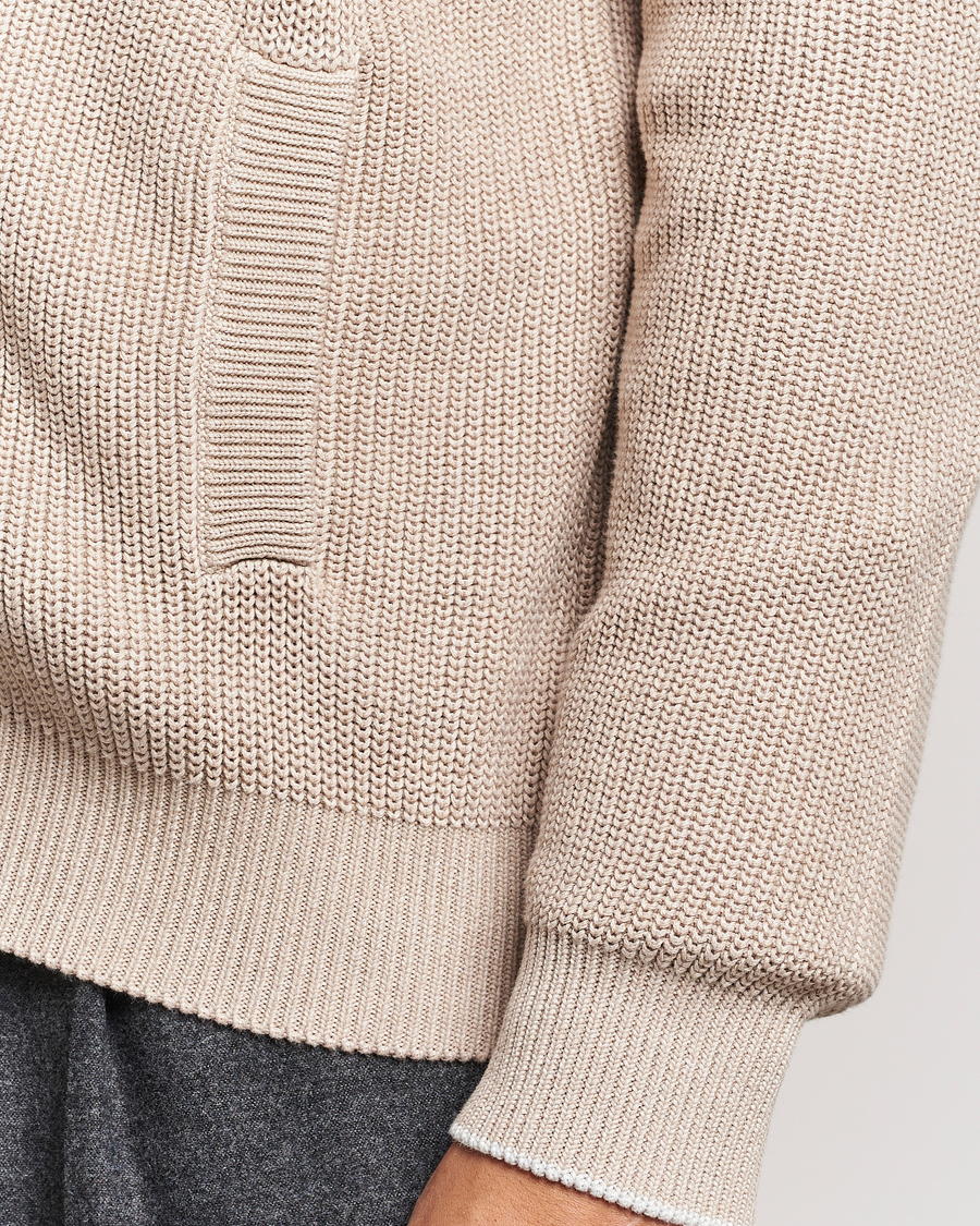 Herre | Gensere | Brunello Cucinelli | Rib Wool Zip Cardigan Light Beige
