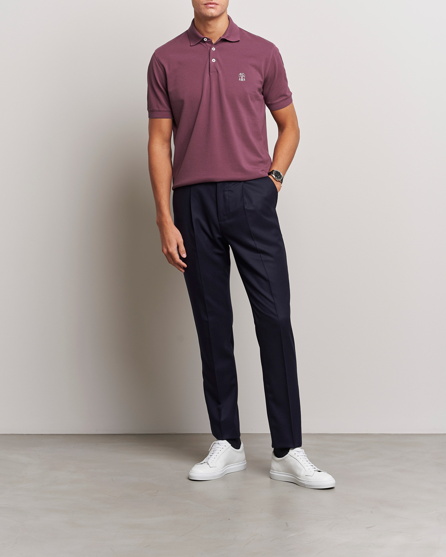 Herre | Pikéer | Brunello Cucinelli | Short Sleeve Logo Polo Burgundy