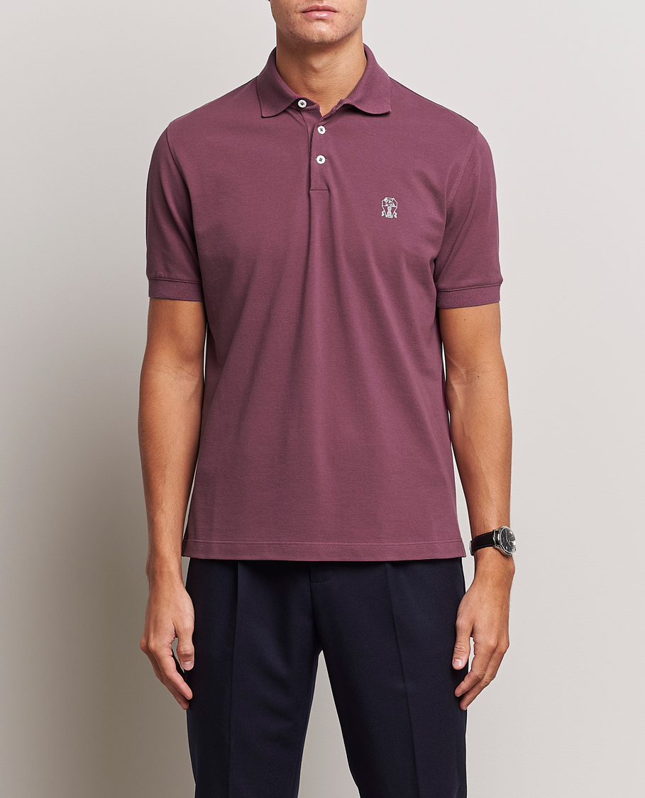 Herre |  | Brunello Cucinelli | Short Sleeve Logo Polo Burgundy