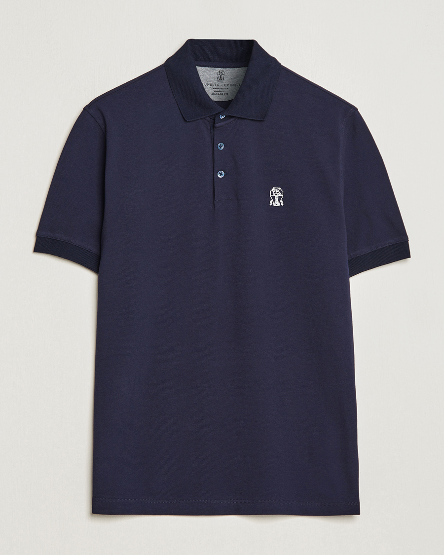 Herre | Pikéer | Brunello Cucinelli | Short Sleeve Logo Polo Dark Blue