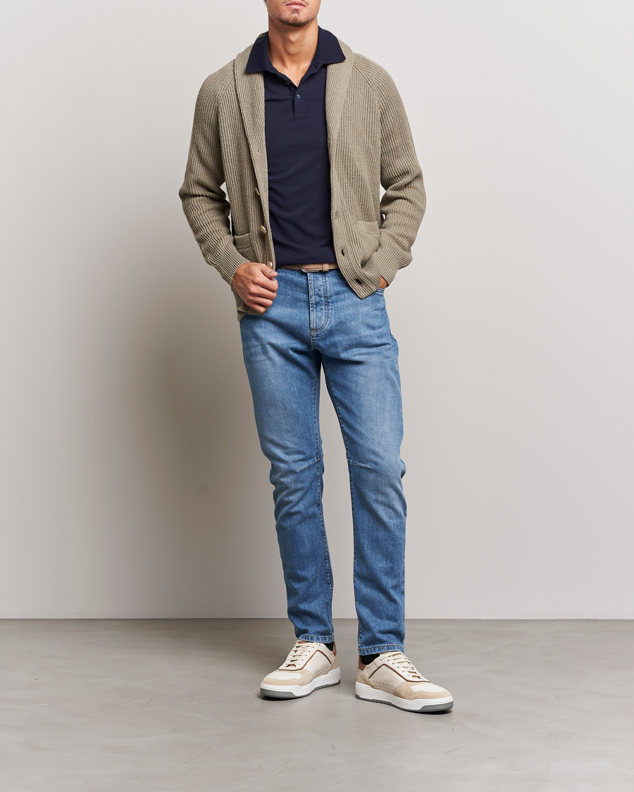Herre | Pikéer | Brunello Cucinelli | Short Sleeve Logo Polo Dark Blue