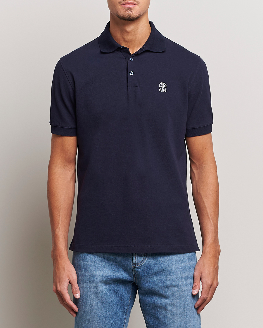 Herre | Pikéer | Brunello Cucinelli | Short Sleeve Logo Polo Dark Blue