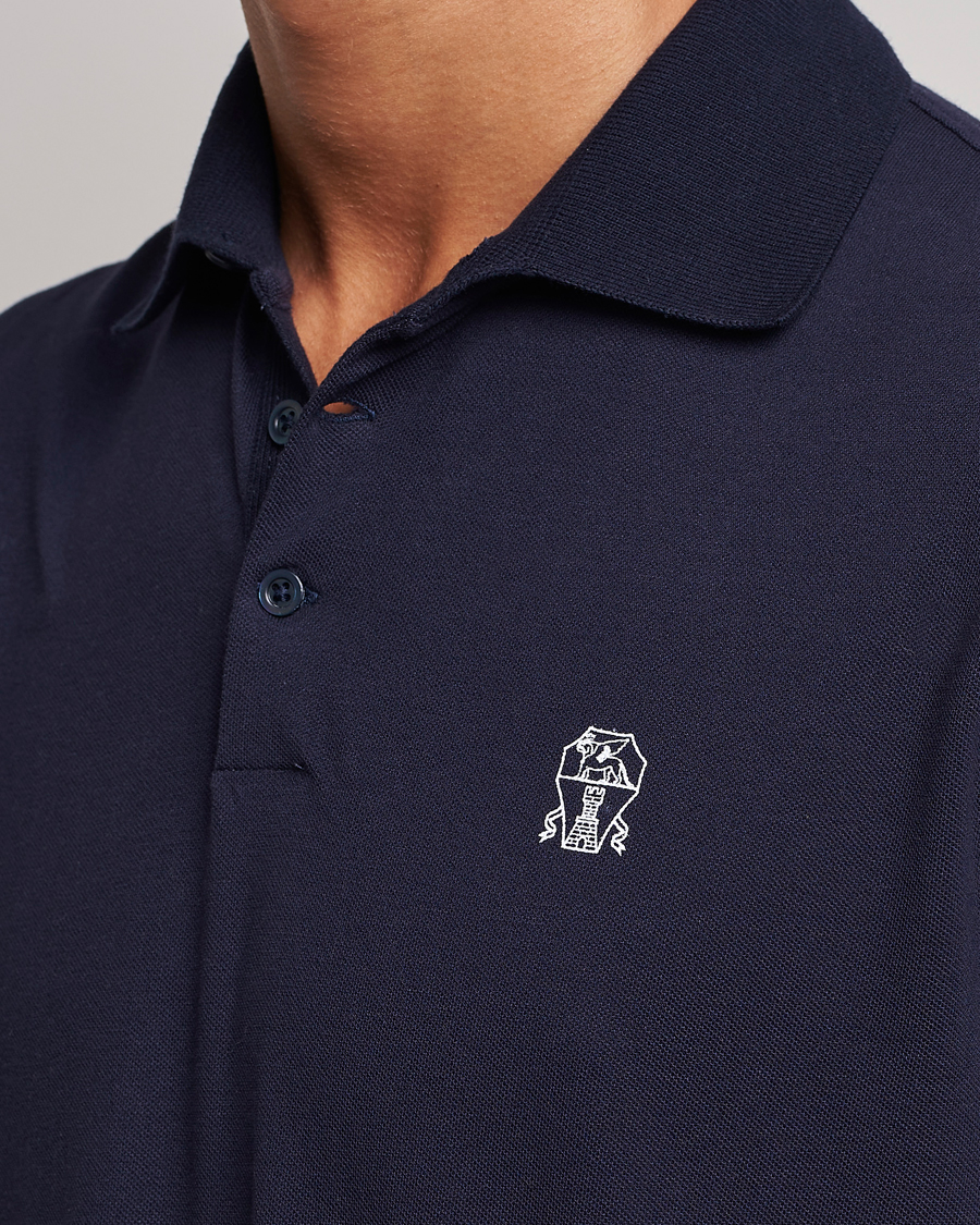 Herre | Pikéer | Brunello Cucinelli | Short Sleeve Logo Polo Dark Blue