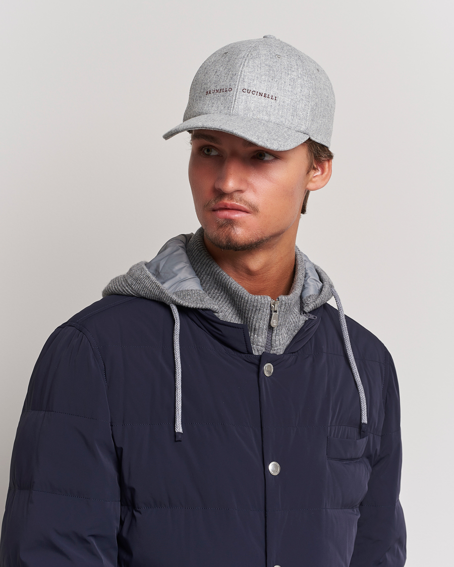 Herre | Brunello Cucinelli Flannel Baseball Cap Light Grey | Brunello Cucinelli | Flannel Baseball Cap Light Grey