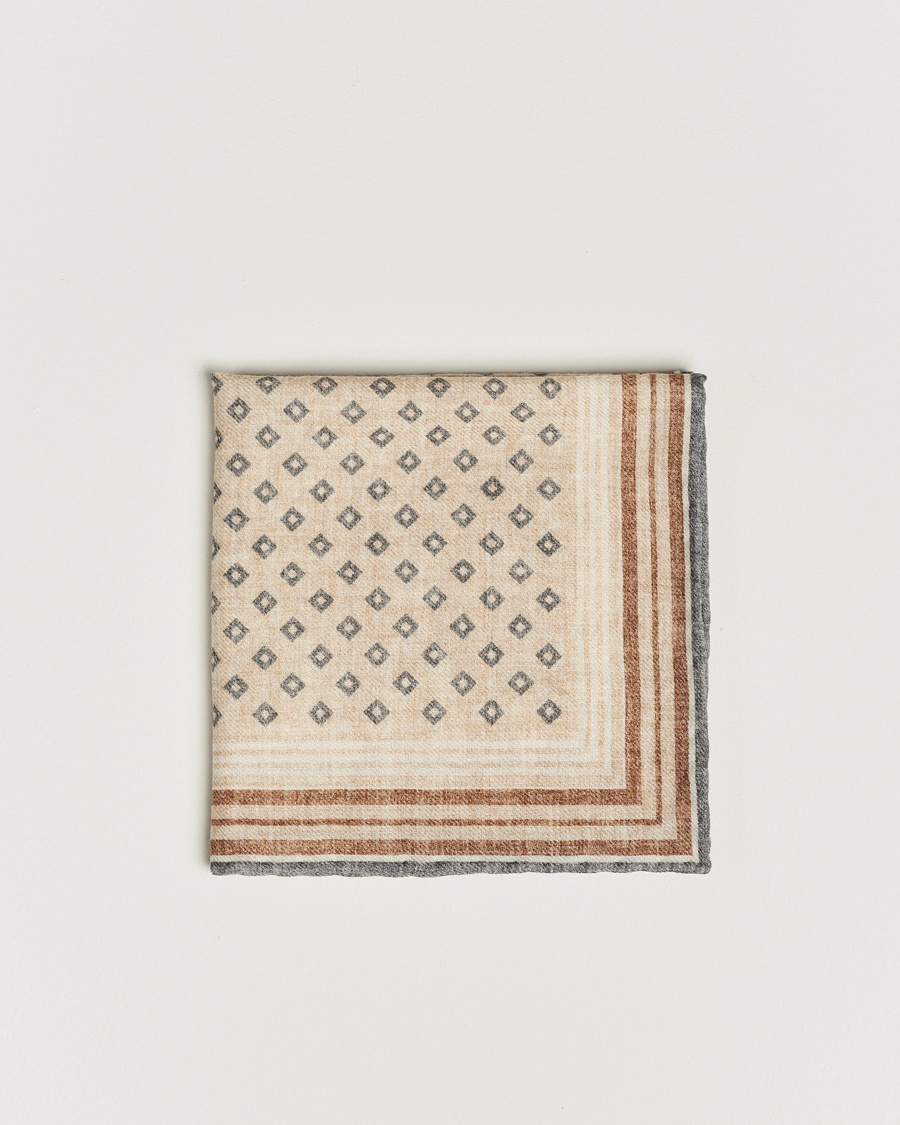 Herre | Brunello Cucinelli Wool Pocket Square Grey/Beige | Brunello Cucinelli | Wool Pocket Square Grey/Beige