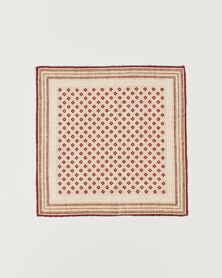 Herre | Brunello Cucinelli Wool Pocket Square Burgundy/Beige | Brunello Cucinelli | Wool Pocket Square Burgundy/Beige