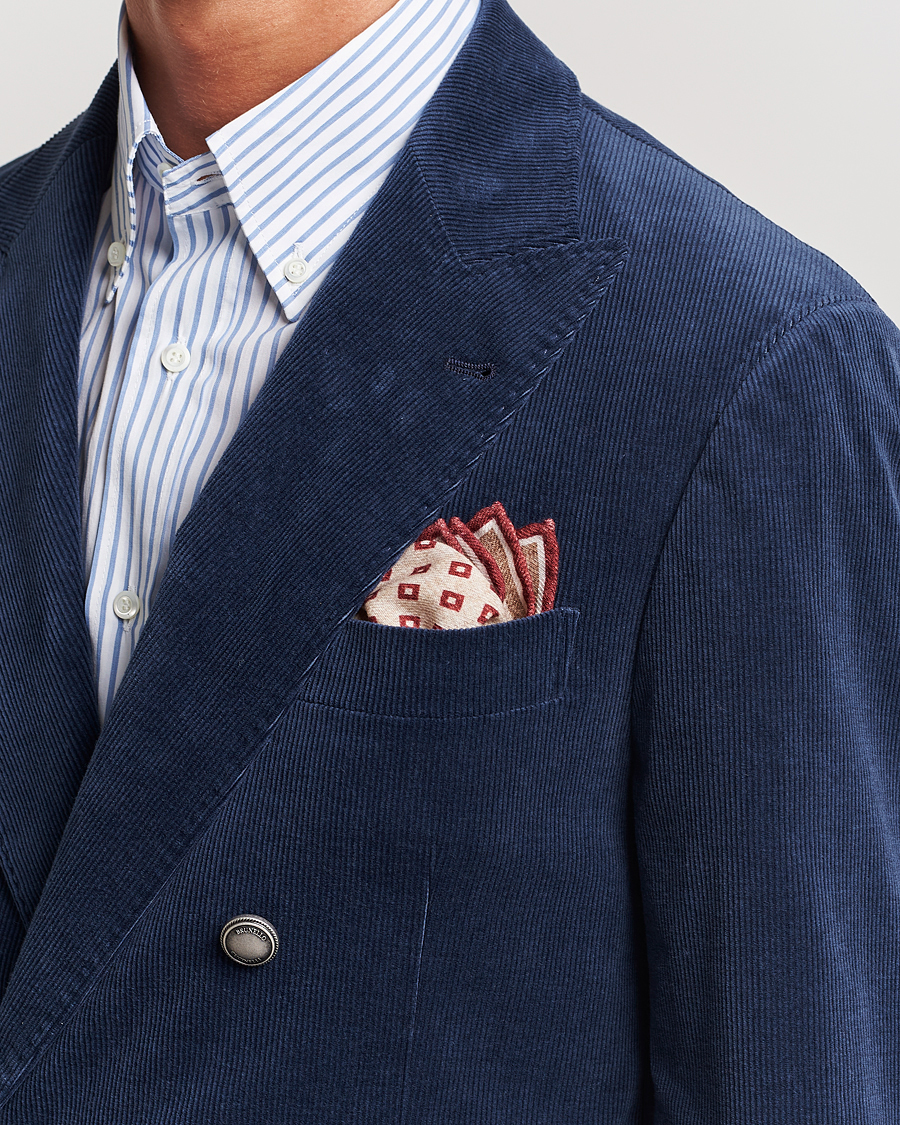 Herre | Brunello Cucinelli Wool Pocket Square Burgundy/Beige | Brunello Cucinelli | Wool Pocket Square Burgundy/Beige
