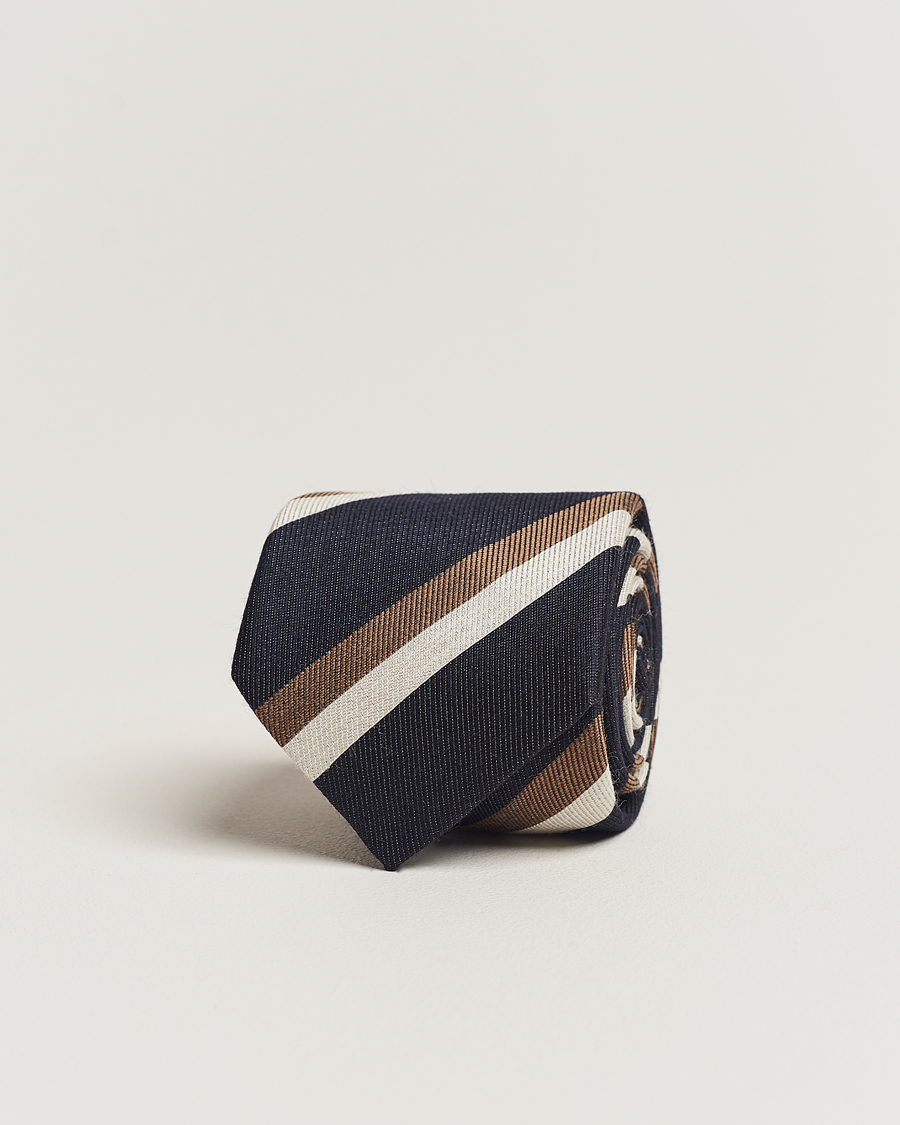 Herre | Brunello Cucinelli Regimental Stripe Tie Navy/Grey | Brunello Cucinelli | Regimental Stripe Tie Navy/Grey